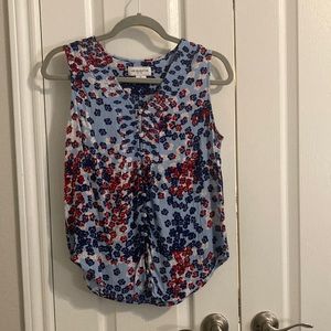 Liz Claiborne, Petite large, Fourth of July, blouse, sleeveless, rayon, cute!!